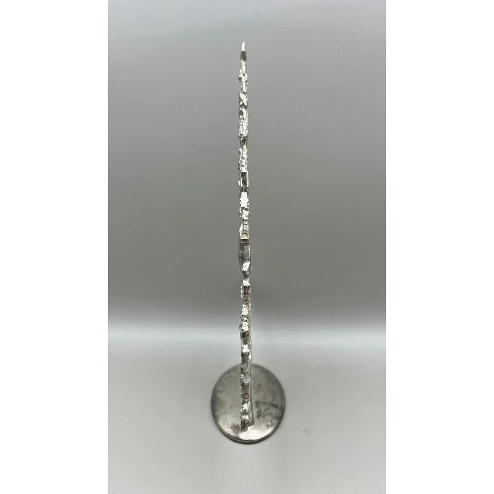 Silver Tone Metal Filigree Christmas Tree Tabletop Decor 6.5
